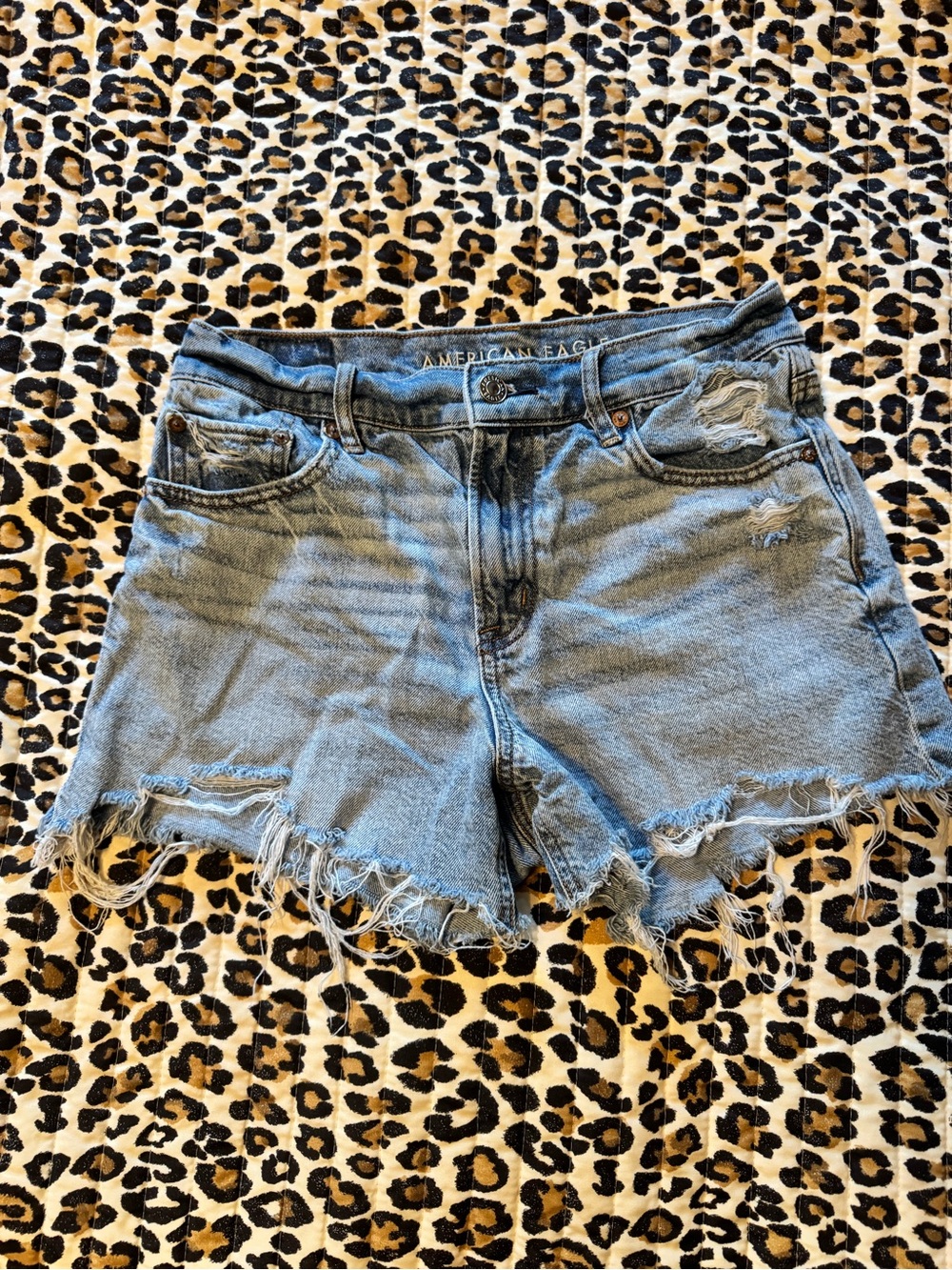 American Eagle Outfitters Light Blue Distressed Cutoff Denim Shorts